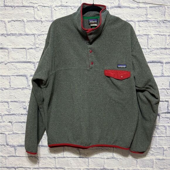 Vintage Patagonia Baggy Synchilla Snap-T Pullover Fleece Jacket Mens large Gray - Picture 1 of 12
